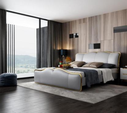 雙虎雙人沙發(fā)床：輕奢真皮雙人床，一下就能俘獲顏值控