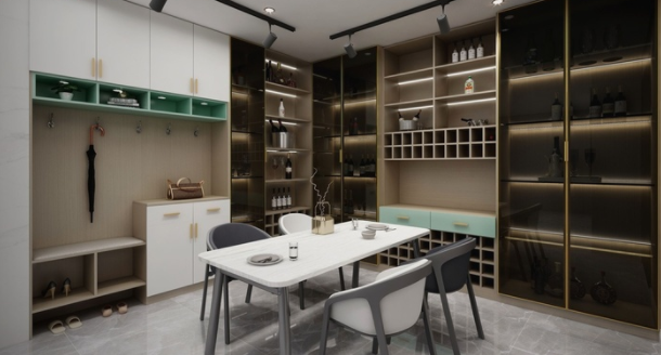 電子轉(zhuǎn)角酒柜，定制酒柜的款式都有哪些？