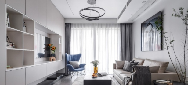 書柜效果圖片：電視墻局部做書柜，怎么做好看？